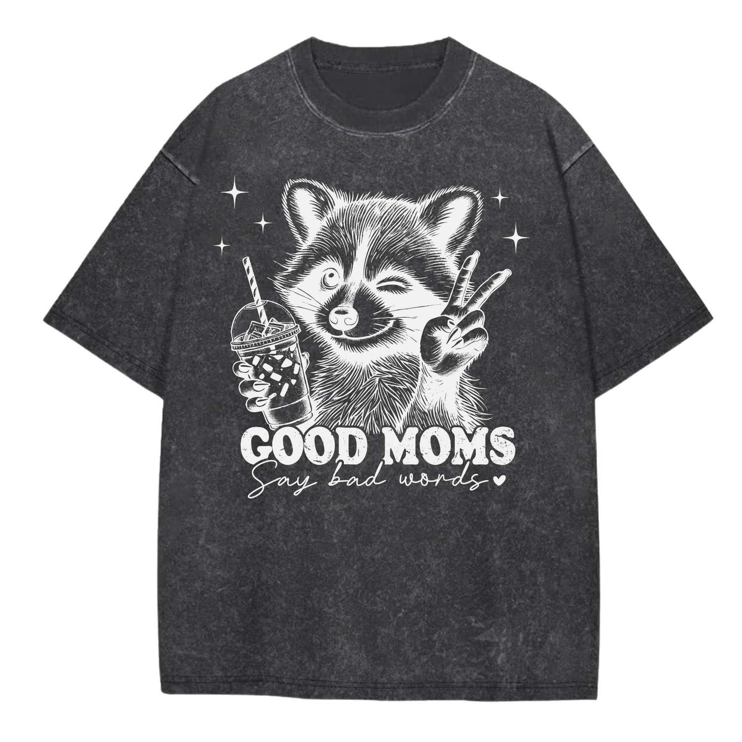 Oversized Acid Washed Raccoon T-Shirt - Unhinged & Feral Hippo Boutique