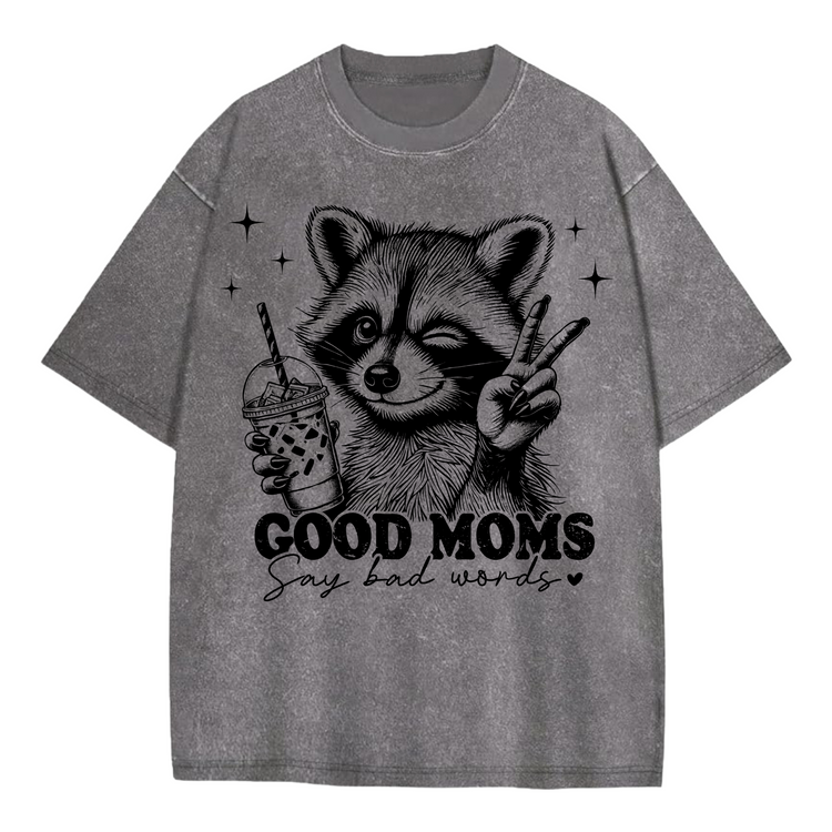 Oversized Acid Washed Raccoon T-Shirt - Unhinged & Feral Hippo Boutique