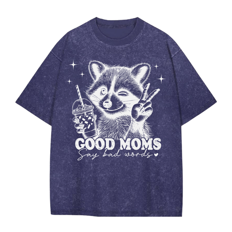 Oversized Acid Washed Raccoon T-Shirt - Unhinged & Feral Hippo Boutique