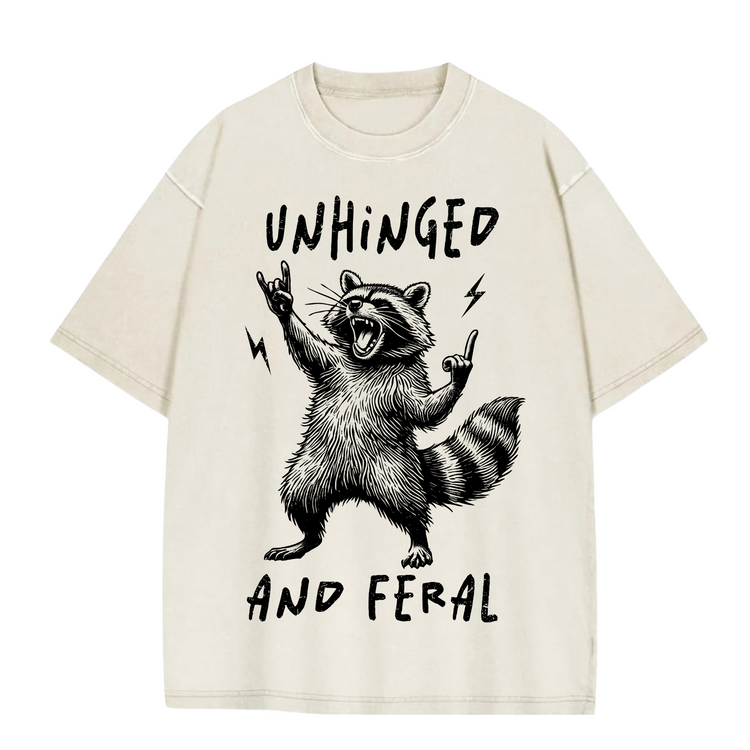 Oversized Acid Washed Raccoon T-Shirt - Unhinged & Feral Hippo Boutique