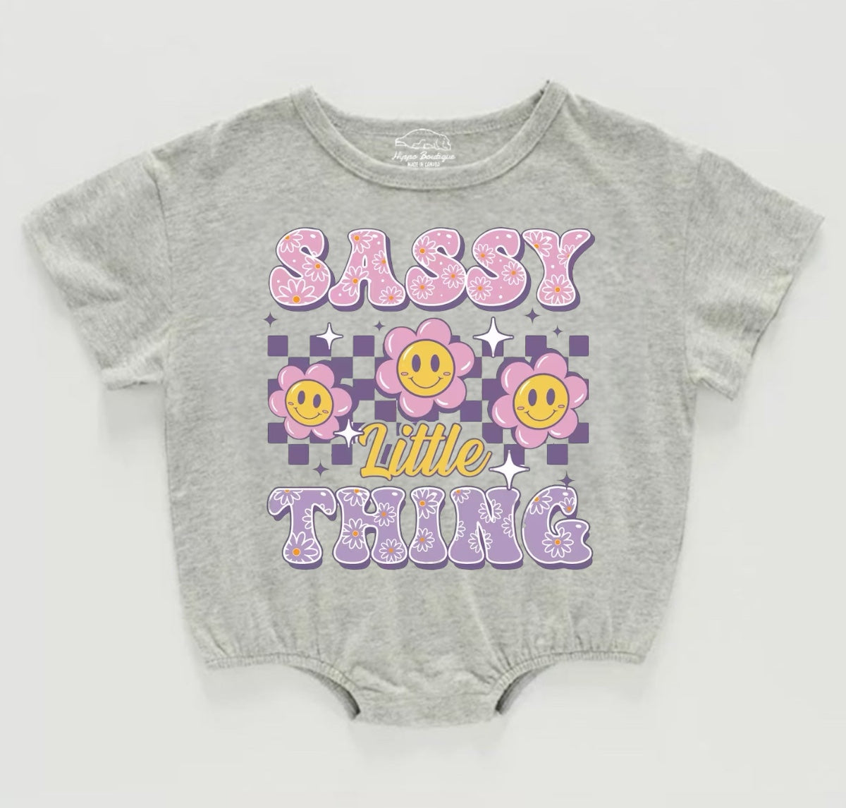 Sassy Little Thing Baby Girl t-shirt Bubble Romper Hippo Boutique