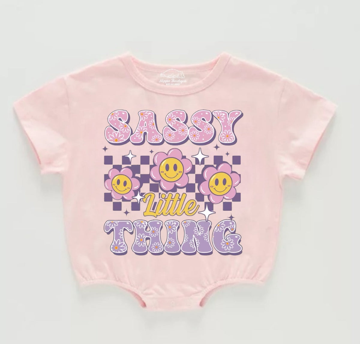 Sassy Little Thing Baby Girl t-shirt Bubble Romper Hippo Boutique