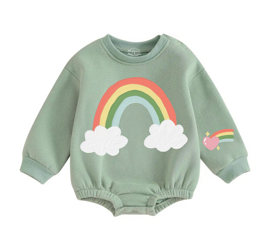 Soft warm fleece oversized Romper - Rainbow Hippo Boutique