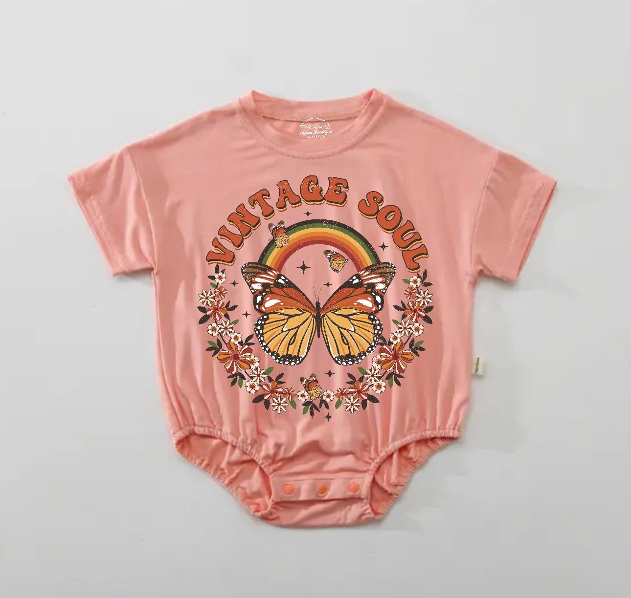 Vintage Soul boho Baby t-shirt Bubble Romper Hippo Boutique