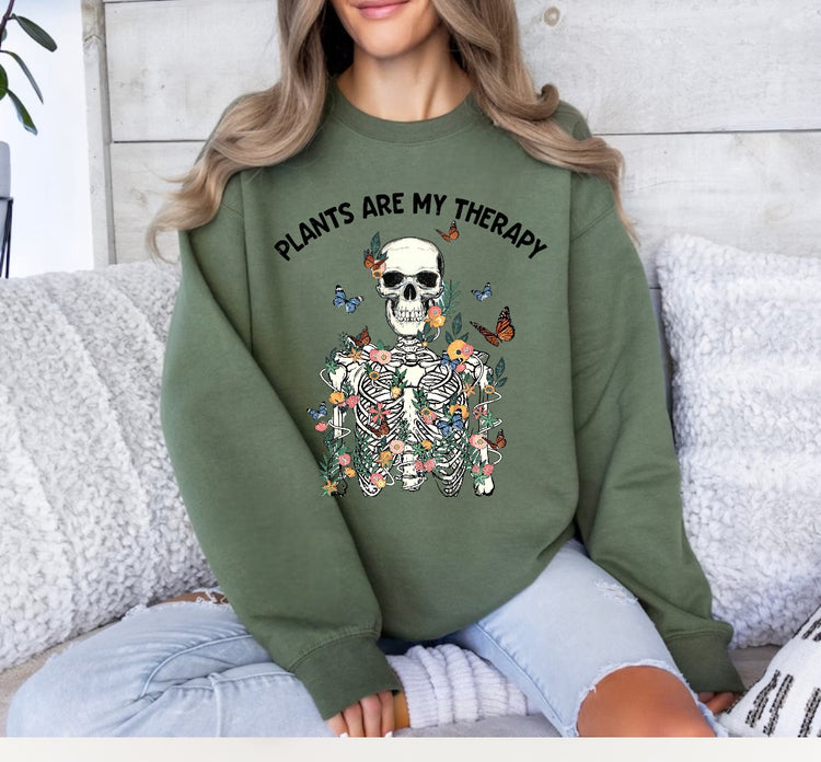 Women’s Crewneck Sweatshirts - Plants are my Therapy Hippo Boutique
