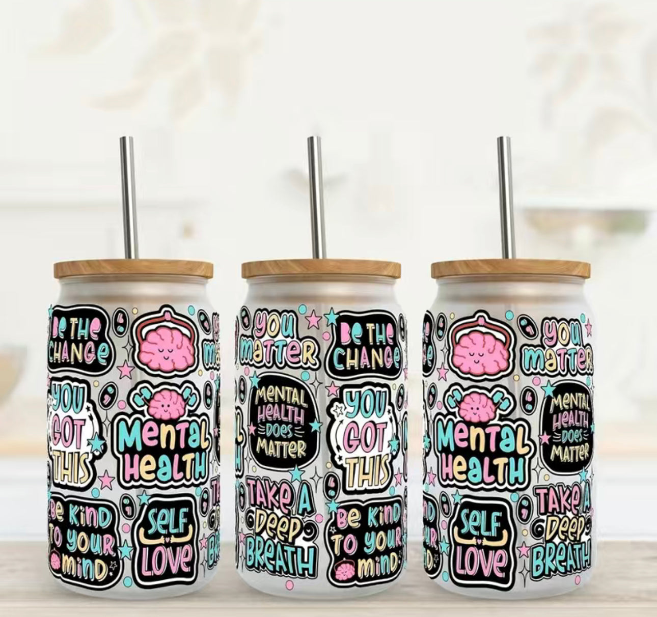 Mental Health 16oz Libbey Glass Cup Hippo boutique