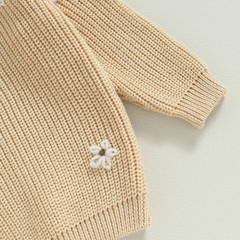 Baby & Kids Cotton knit Embroidered Flower Sweaters Hippo Boutique