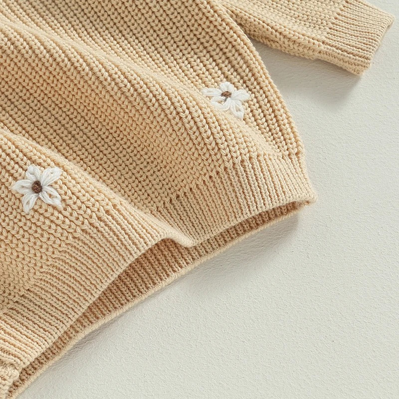 Baby & Kids Cotton knit Embroidered Flower Sweaters Hippo Boutique