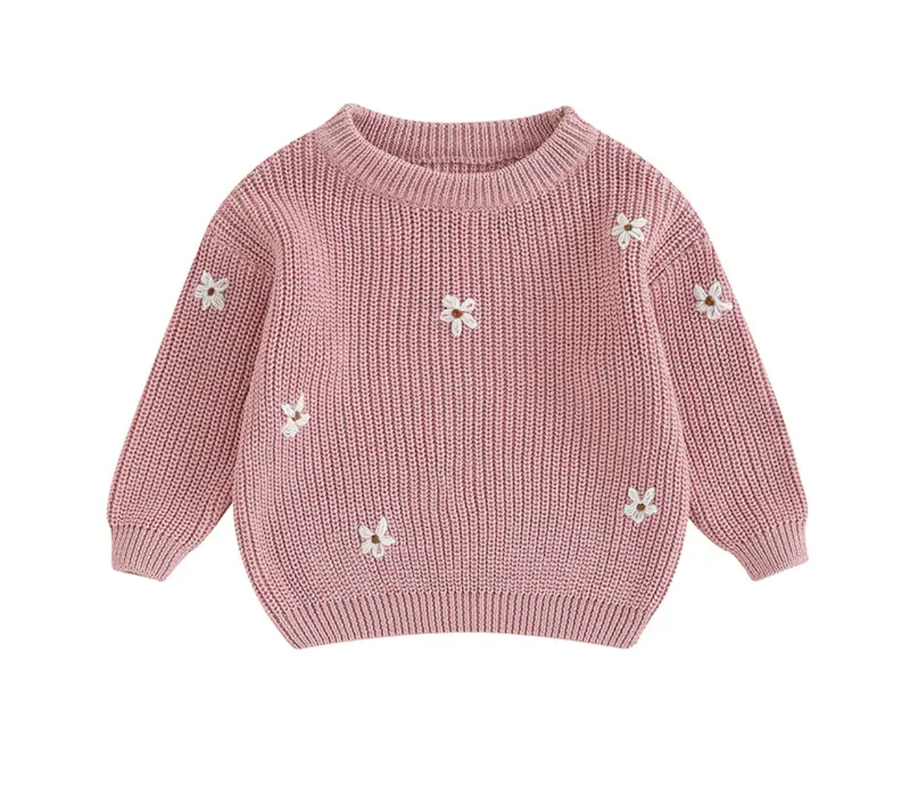 Baby & Kids Cotton knit Embroidered Flower Sweaters Hippo Boutique