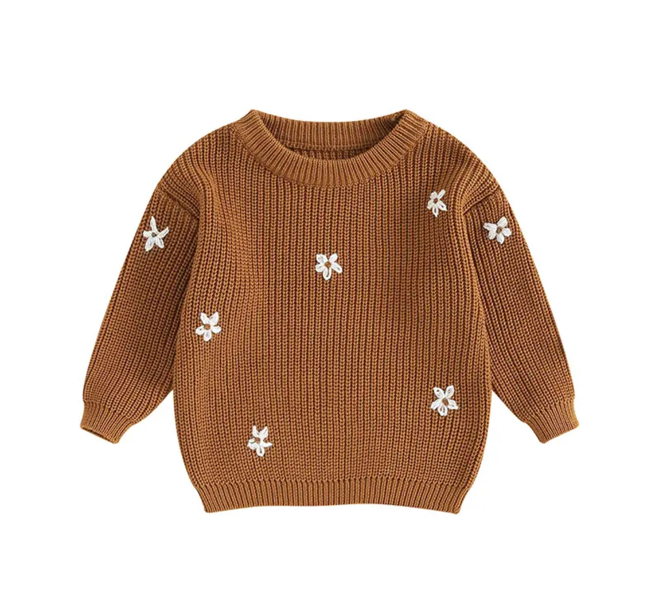 Baby & Kids Cotton knit Embroidered Flower Sweaters Hippo Boutique