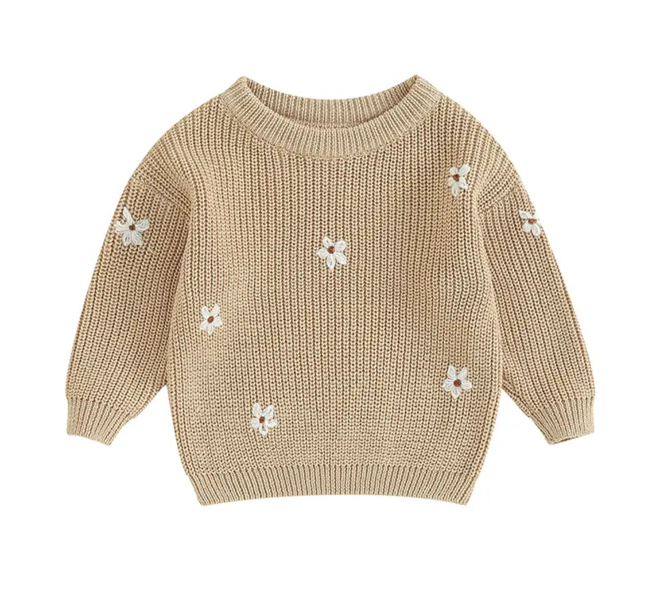 Bay & Kids Cotton knit Embroidered Flower Sweatersb Hippo Boutique