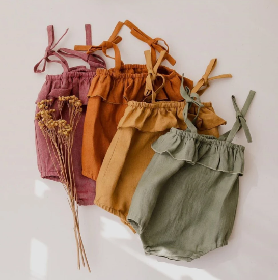 Summer Baby Girls Rompers Solid Cotton Linen Infant Romper Ruffles Slip Strap Kids Playsuit Jumpsuits Onepiece Baby Clothes