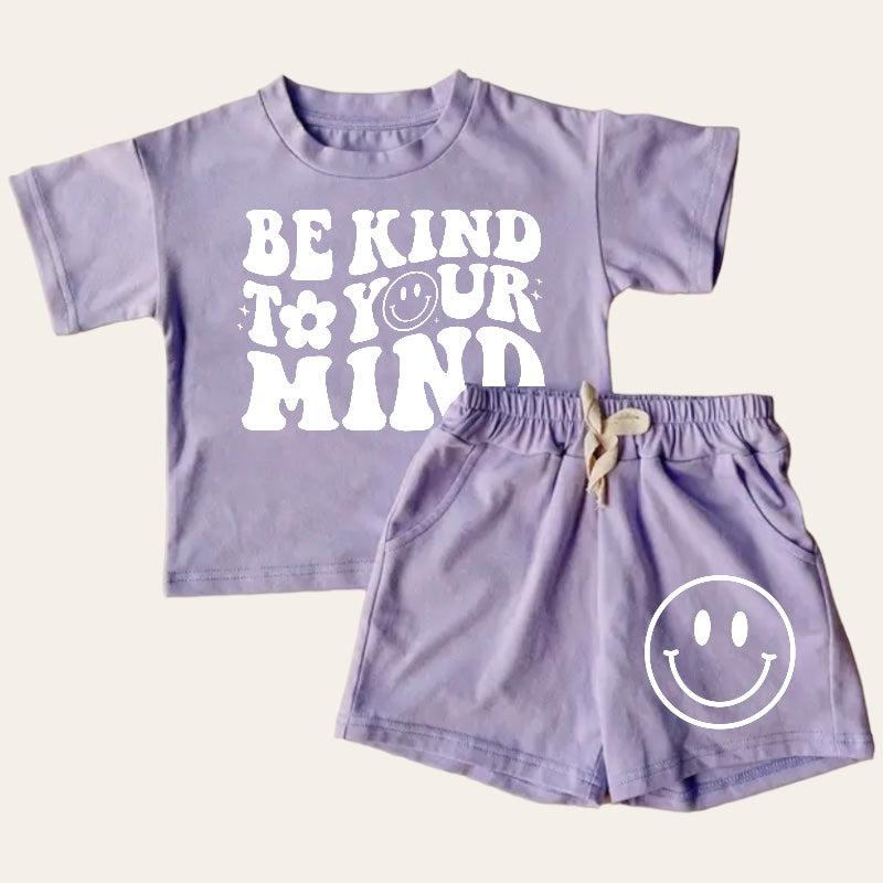 Be Kind To Your Mind Smiley T-Shirt & Shorts Set Hippo Boutique