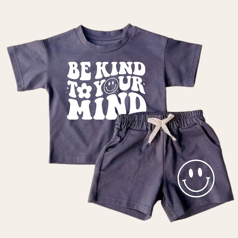 Be Kind To Your Mind Smiley T-Shirt & Shorts Set Hippo Boutique