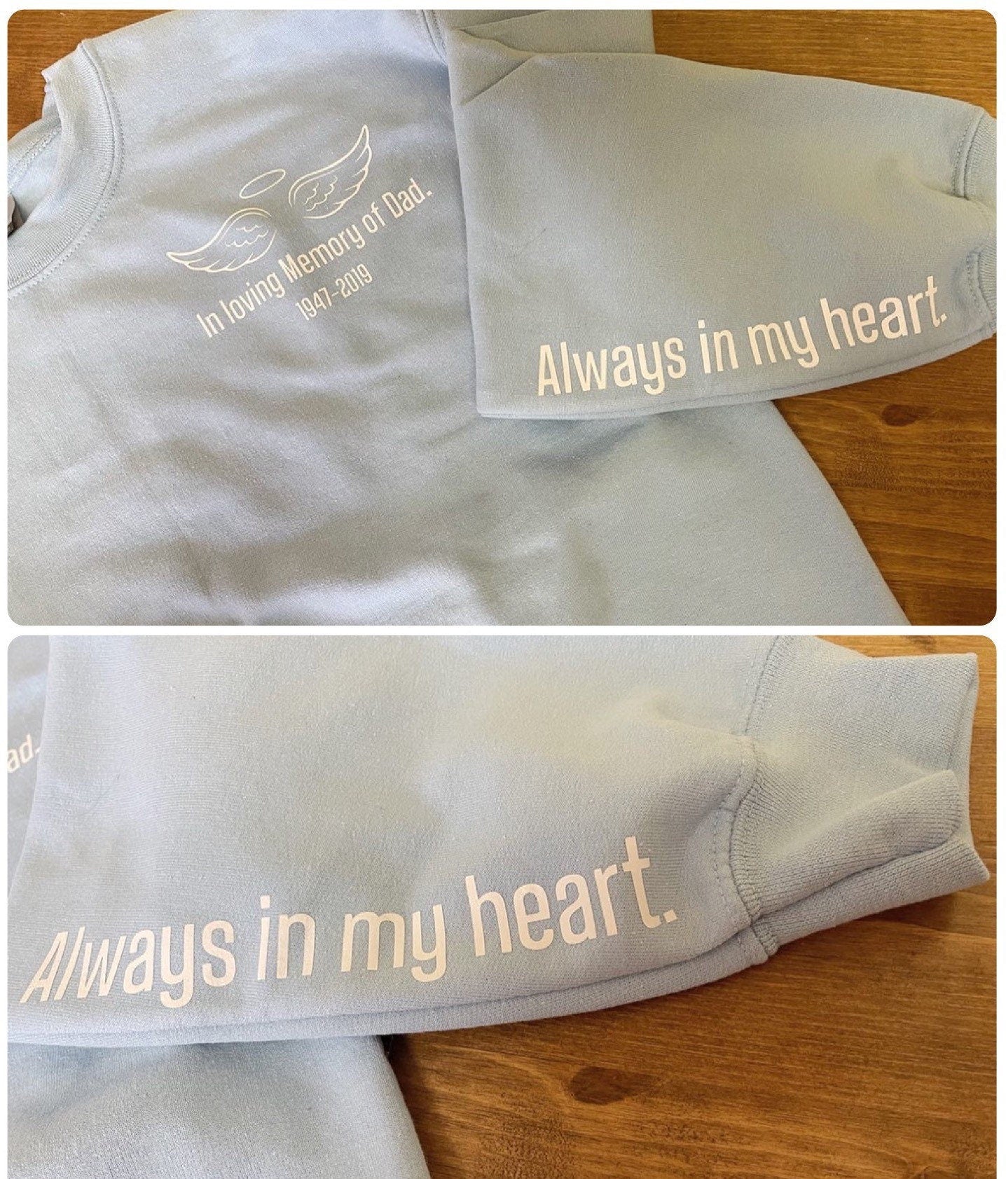 In loving memory of with name date and quote on the sleeve hoodie/sweatshirt/rip/loss/memorial/memory/gift/women/men/unisex/gift/clothes/
