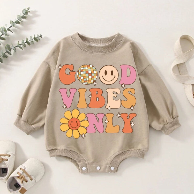 baby & toddler good vibes only Oversized SWEATSHIRT Romper bodysuit/baby clothes/baby sweatshirt/bubble/baby gift/onesie/retro/baby girl boy