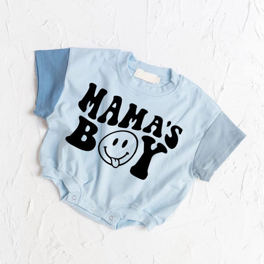 Mama’s Boy SHORT sleeve ROMPER bodysuit, Crewneck, summer wear, cotton, soft onesie, infant, brother, infant, baby boy, baby shower, newborn