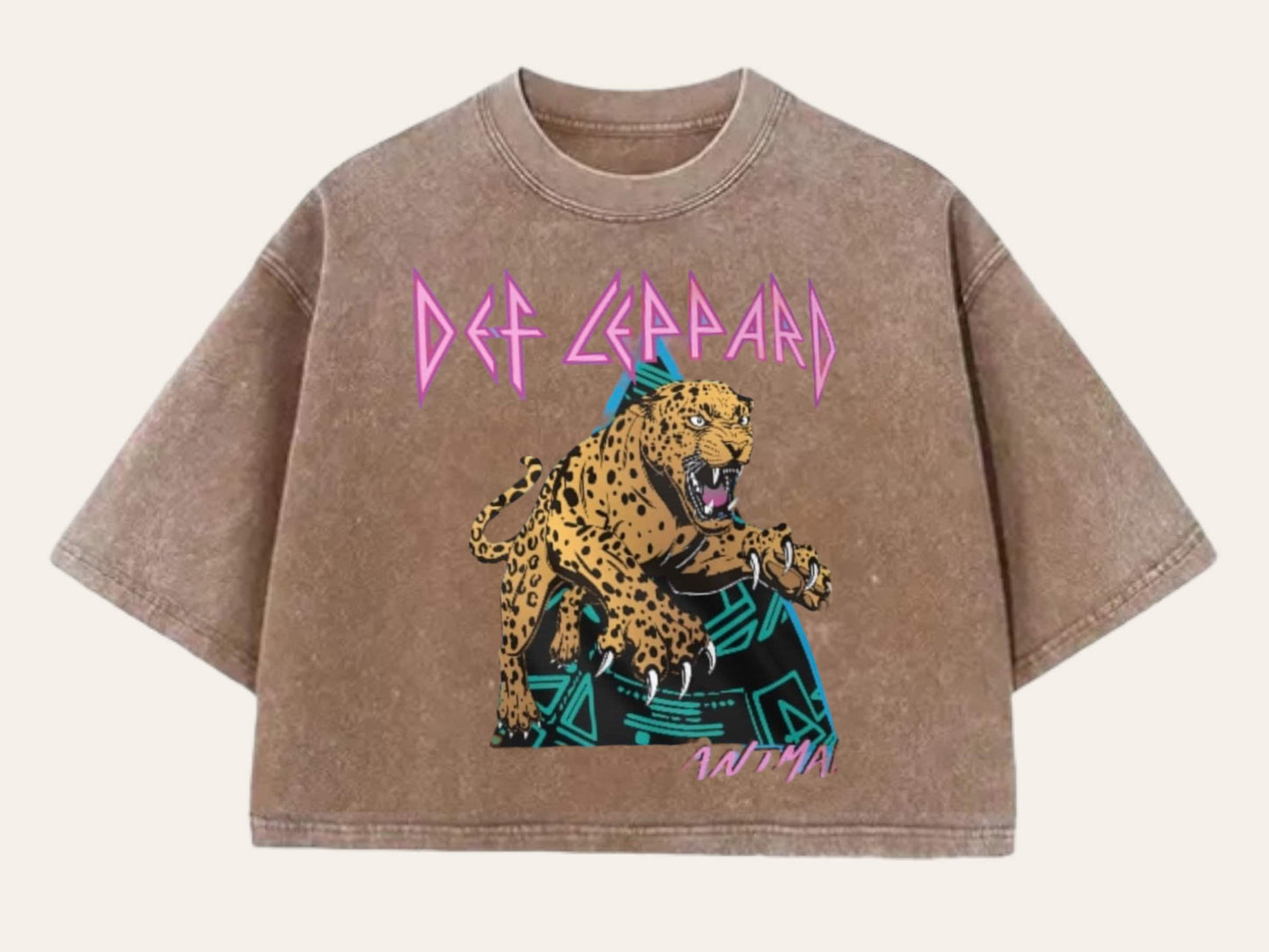 Stone Washed rock and roll def leppard Oversized Cropped T-Shirts | cool shirt | beach band | women top | gift for her | vintage | crop |