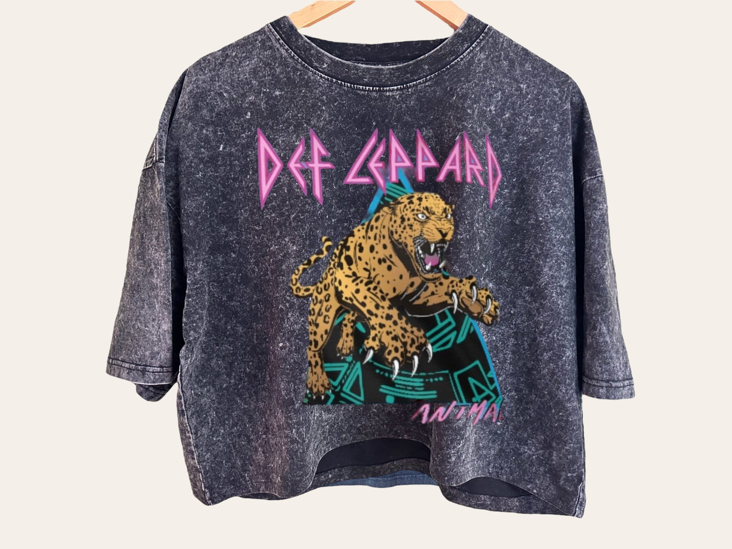 Stone Washed rock and roll def leppard Oversized Cropped T-Shirts | cool shirt | beach band | women top | gift for her | vintage | crop |