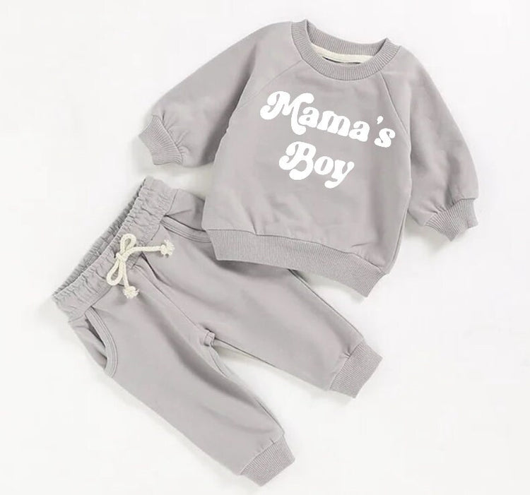 Mamas Boy French Terry toddler Baby Outfit set sweatshirt and pants / baby clothes / newborn / baby girl boy / baby shower / baby gift