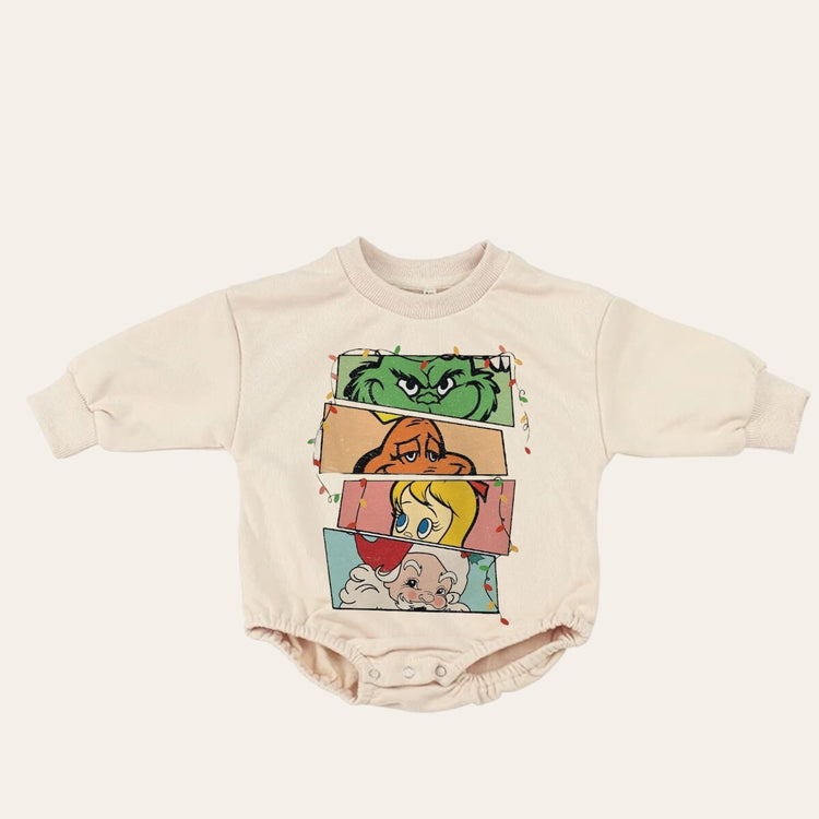 Cartoon disney Christmas Baby Oversized Sweatshirt Romper / bubble / onesie / baby clothes / baby girl / baby boy / outfit / gift