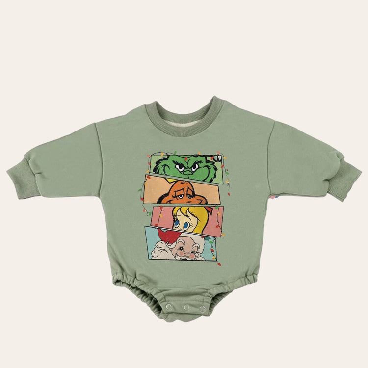 Cartoon disney Christmas Baby Oversized Sweatshirt Romper / bubble / onesie / baby clothes / baby girl / baby boy / outfit / gift