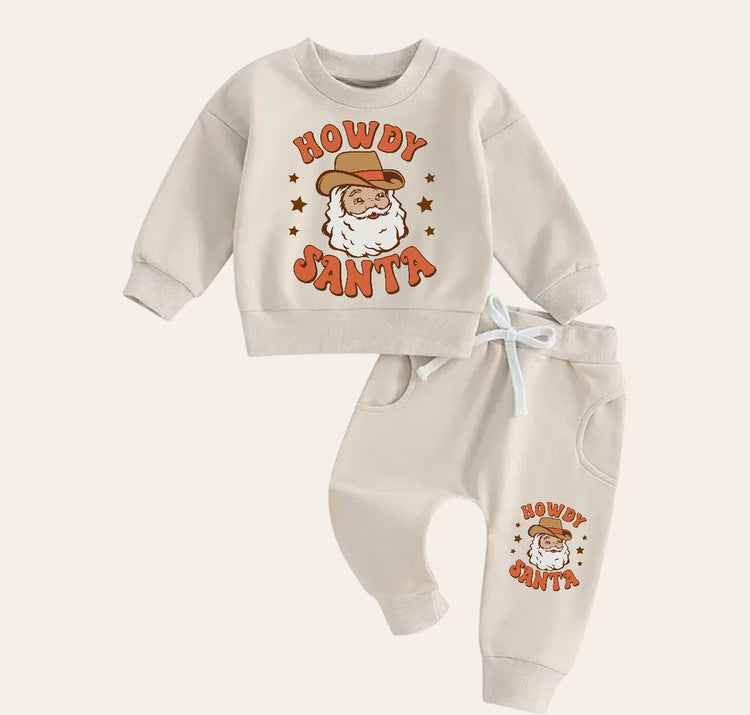 Western CHRISTMAS Baby Outfit set sweatshirt and pants / baby clothes / soft / santa / baby girl boy / baby shower / baby gift \ fall / crew
