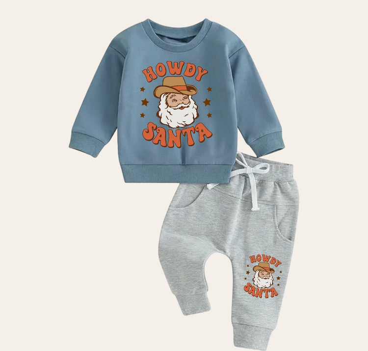 Western CHRISTMAS Baby Outfit set sweatshirt and pants / baby clothes / soft / santa / baby girl boy / baby shower / baby gift \ fall / crew