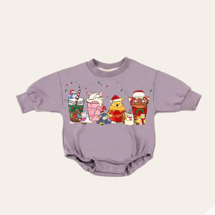 cartoon pooh Christmas Baby Oversized Sweatshirt Romper