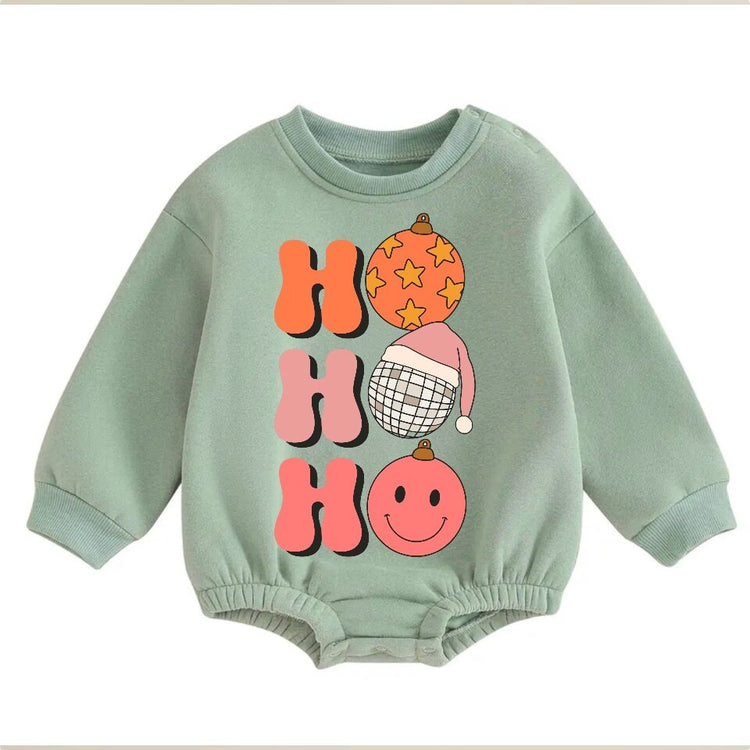 Soft Retro groovy Christmas Baby Oversized Sweatshirt Romper / bubble / onesie / baby clothes / baby girl / baby boy / outfit / gift
