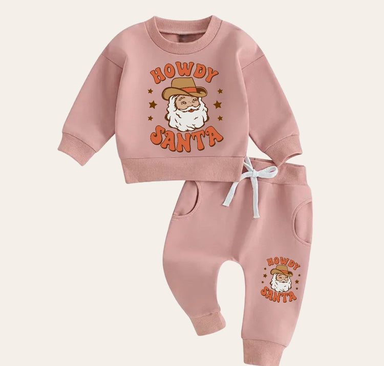 Western CHRISTMAS Baby Outfit set sweatshirt and pants / baby clothes / soft / santa / baby girl boy / baby shower / baby gift \ fall / crew