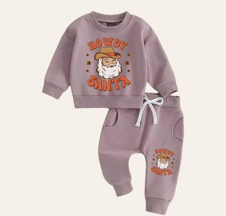 Western CHRISTMAS Baby Outfit set sweatshirt and pants / baby clothes / soft / santa / baby girl boy / baby shower / baby gift \ fall / crew