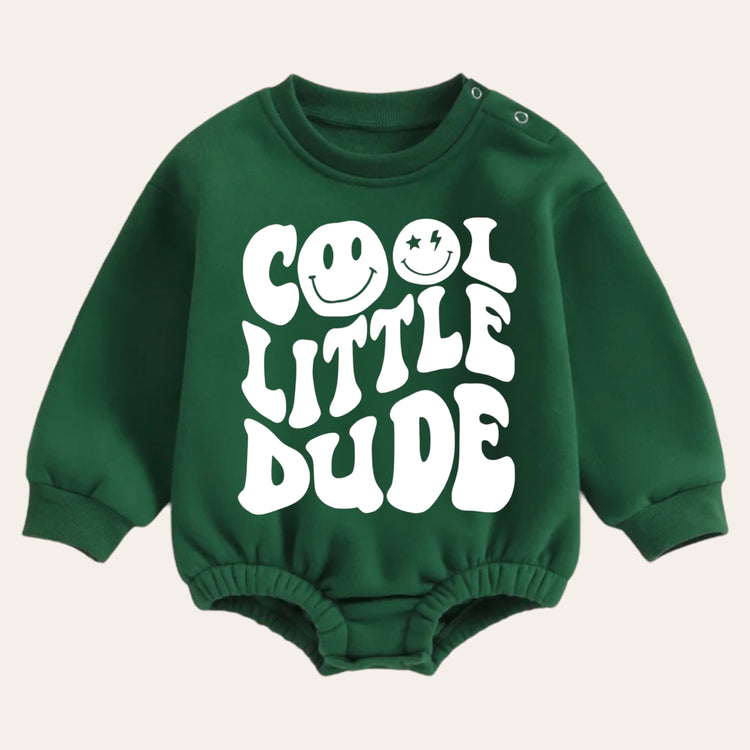 cool dude warm fleece Baby boy Oversized Sweatshirt Romper / bubble / onesie / baby clothes / baby girl / baby boy / outfit / gift