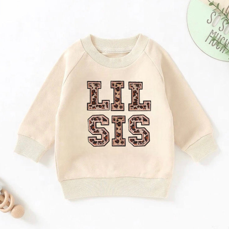 Leopard big sis lil sis sister baby girl crewneck sweatshirt soft newborn sweater / infant / baby clothes / baby gift / newborn crewneck