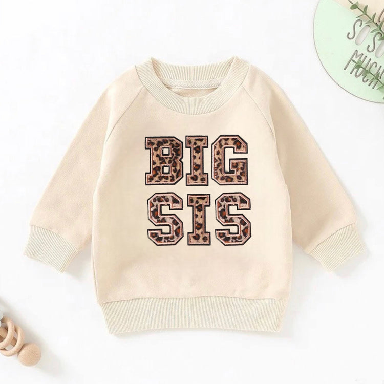 Leopard big sis lil sis sister baby girl crewneck sweatshirt soft newborn sweater / infant / baby clothes / baby gift / newborn crewneck