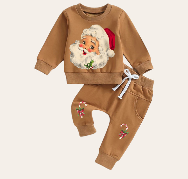 Vintage christmas Baby Outfit set sweatshirt and pants baby clothes soft Santa baby girl boy / baby shower baby gift toddler clothes sweater