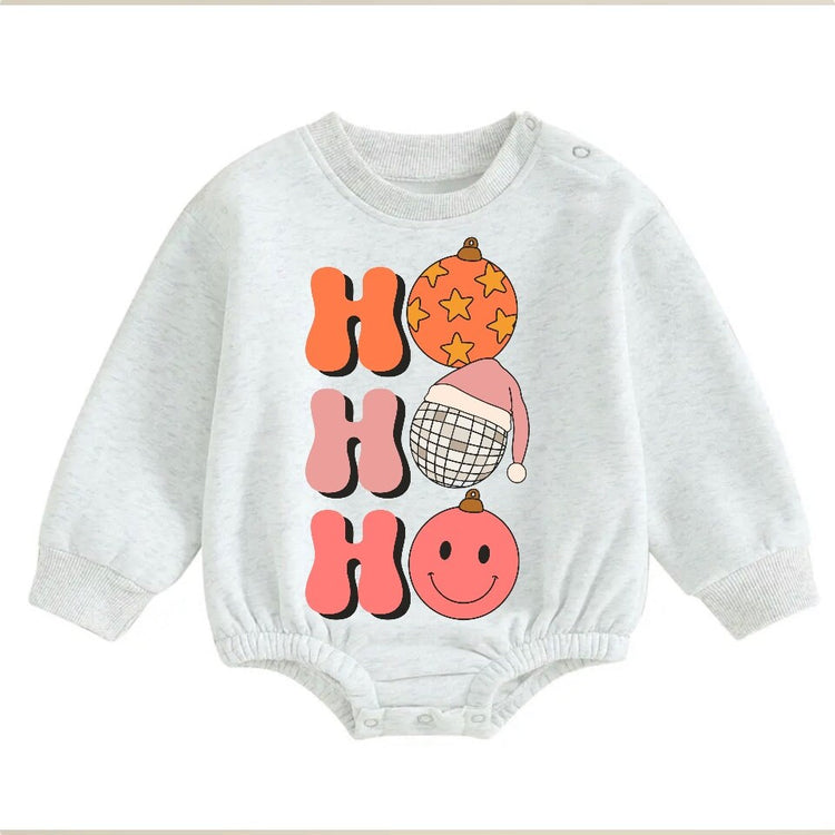 Soft Retro groovy Christmas Baby Oversized Sweatshirt Romper / bubble / onesie / baby clothes / baby girl / baby boy / outfit / gift