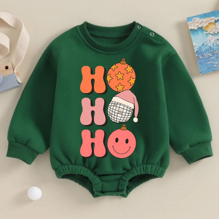 Soft Retro groovy Christmas Baby Oversized Sweatshirt Romper / bubble / onesie / baby clothes / baby girl / baby boy / outfit / gift