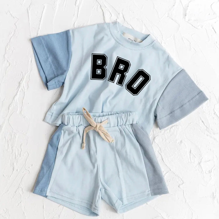 Bro 100% cotton color block Baby toddler boy outfit Clothing set , outfit , shirt , shorts , baby girl , baby clothes, baby shower, gift