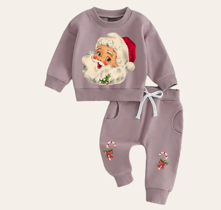 Vintage christmas Baby Outfit set sweatshirt and pants baby clothes soft Santa baby girl boy / baby shower baby gift toddler clothes sweater
