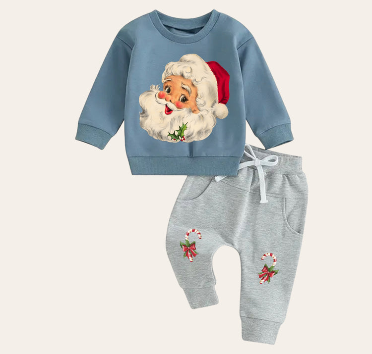Vintage christmas Baby Outfit set sweatshirt and pants baby clothes soft Santa baby girl boy / baby shower baby gift toddler clothes sweater