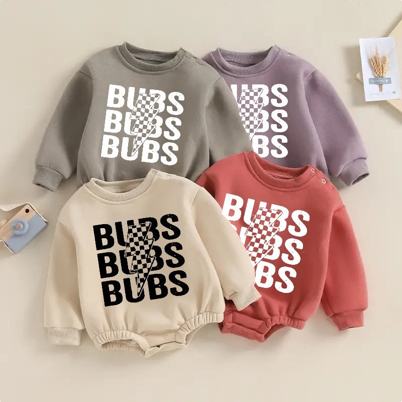 Bubs Fleece Baby Boy Oversized Sweatshirt Romper