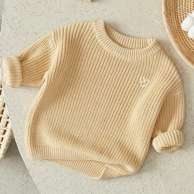 Heart Cotton knit Baby and kids fall sweater/baby sweatshirt/baby gift/baby shower/baby clothes/knit sweater/kids/toddler/crewneck