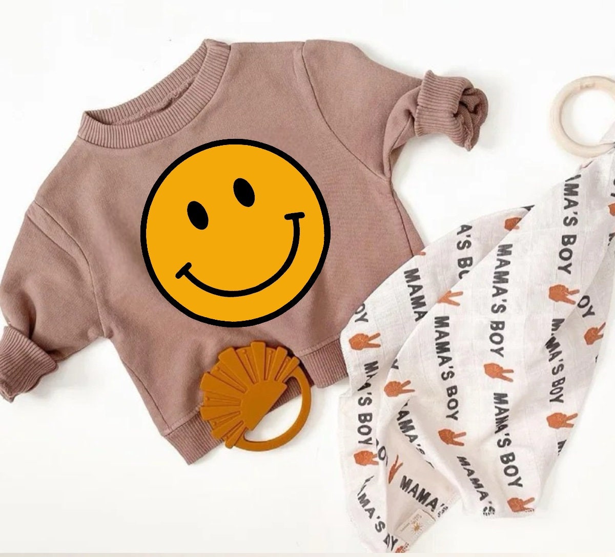 Retro smile Baby & Toddler Oversized Cotton Sweatshirts, kids clothes, crewneck sweatshirt, toddler clothes, baby gift, baby boy, baby girl