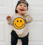 Baby and toddler kids oversized sweatshirt, yellow smile print, retro toddler clothes, kids birthday shirt, smile shirt, gender neutral clothes, baby girl sweatshirt, baby boy sweatshirt