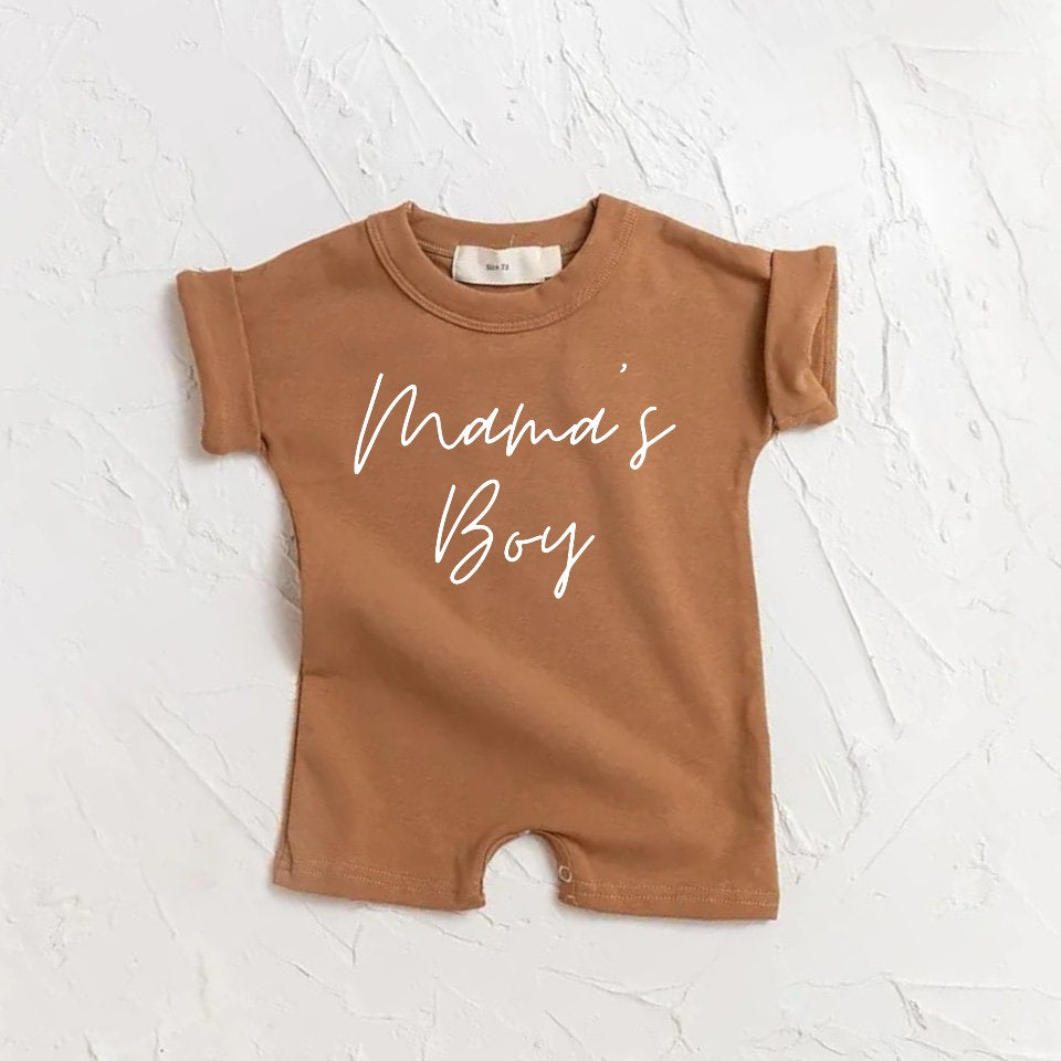 Baby boy ROMPER bodysuit, baby boy tshirt, newborn, cotton clothes, baby boy onesie, infant, mamas boy, baby announcement, baby boy gift,