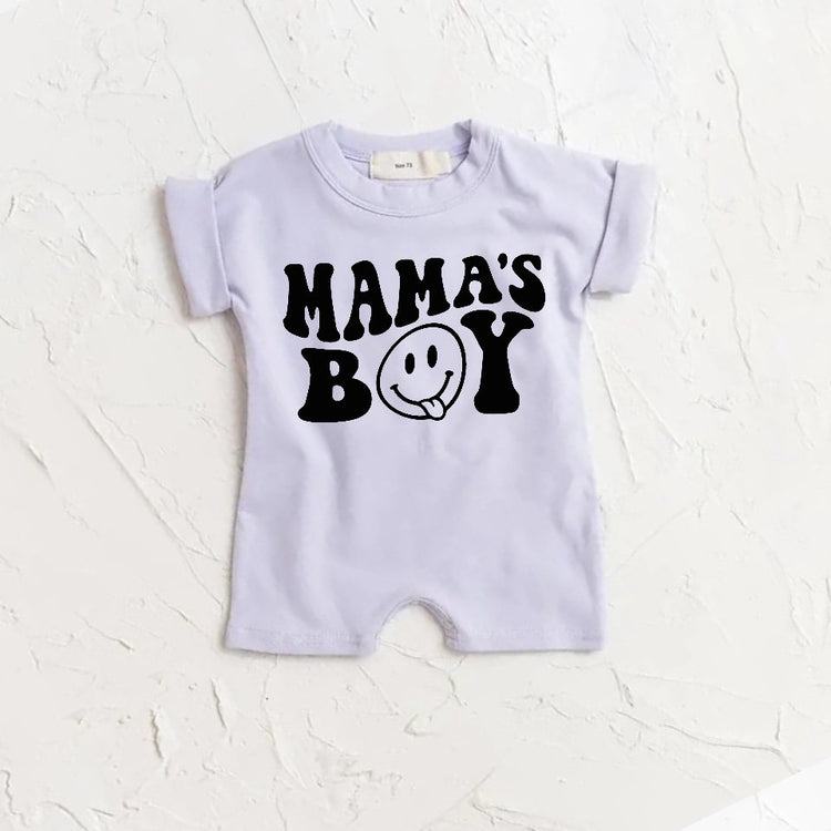 Baby boy ROMPER bodysuit, baby boy tshirt, newborn, cotton, baby boy onesie, infant, mamas boy, baby announcement, baby boy gift, baby retro