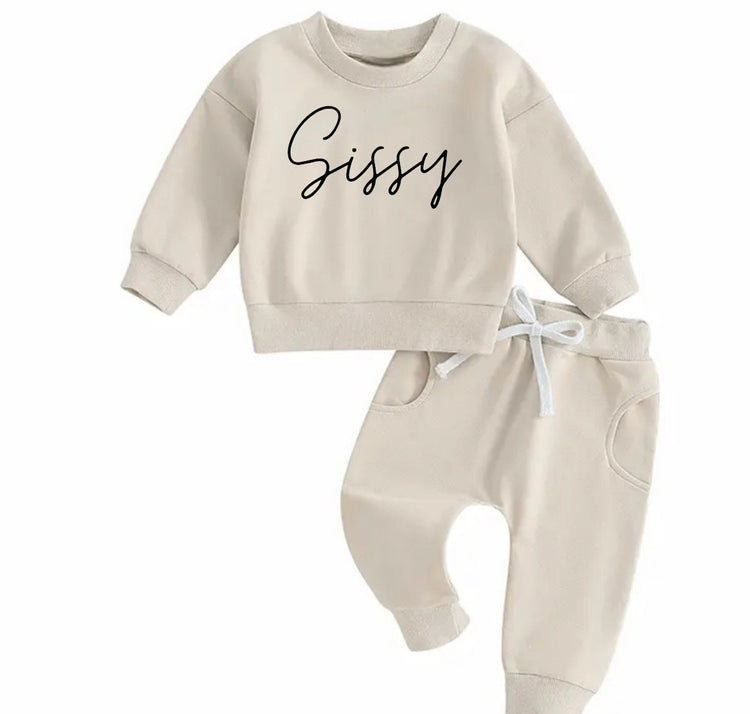 Sissy Baby girl sweatshirt and pants outfit | Newborn | sister shirt | sweatshirt newborn Clothes | Baby Gift | Baby girl crewneck big sis