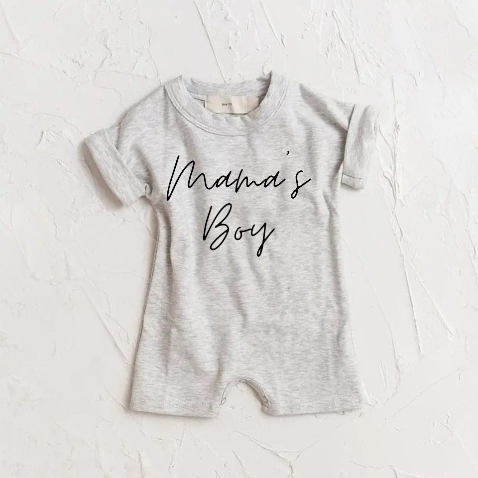 Baby boy ROMPER bodysuit, baby boy tshirt, newborn, cotton clothes, baby boy onesie, infant, mamas boy, baby announcement, baby boy gift,