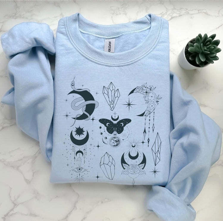 mystical sweatshirt - womens CREWNECK Sweatshirts & hoodies | women’s sweat / gift for her / sweater | moon | comfy / custom sweatshirt